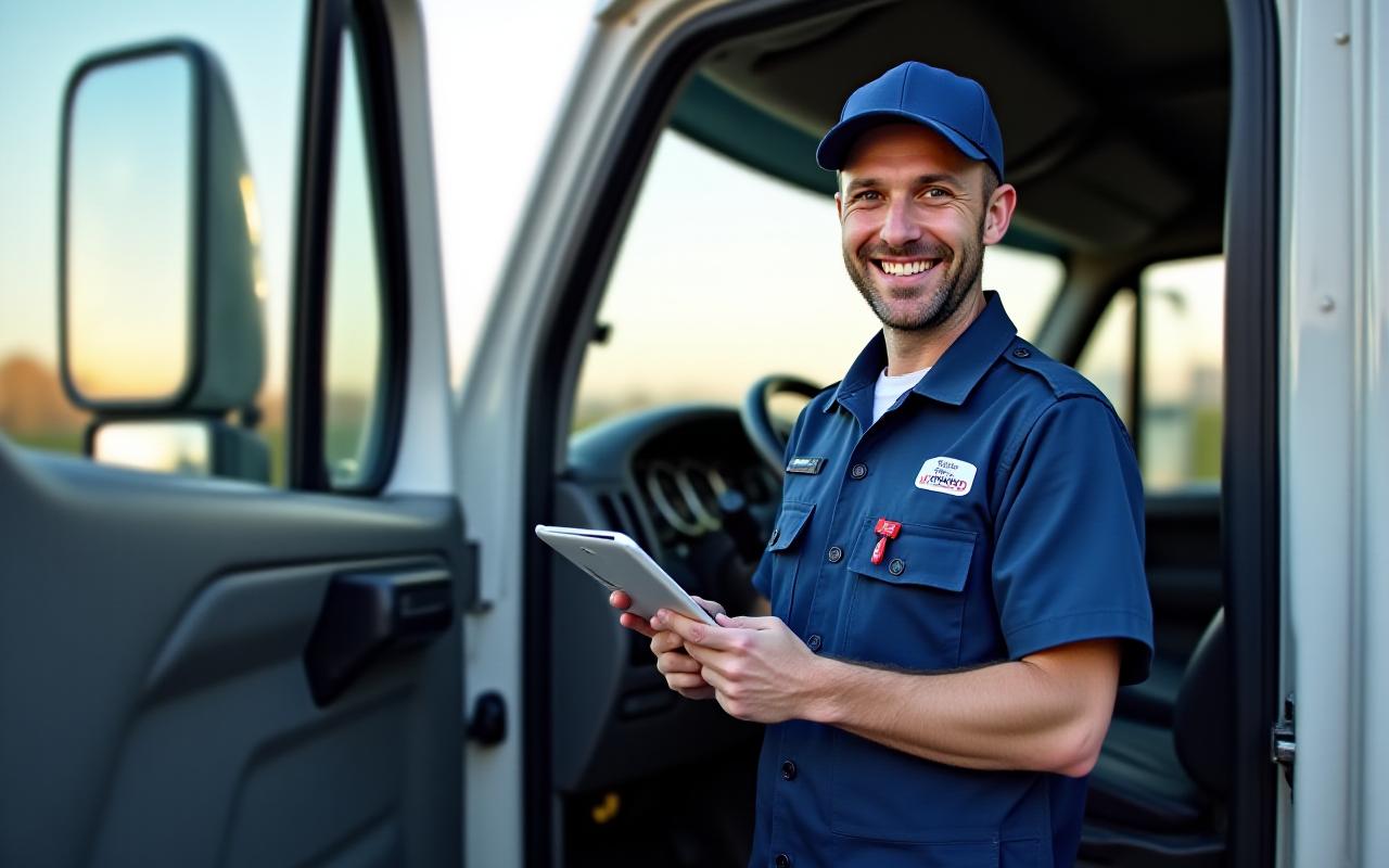 A professional McLord Trucking driver performing a safety check