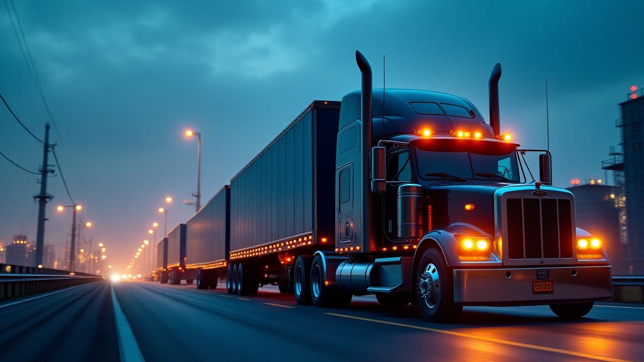 Heavy duty truck delivering components to a modern North Carolina industrial plant